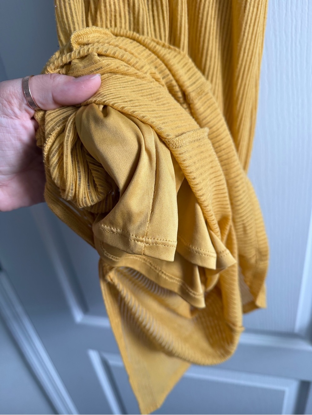 Express Mustard Ribbed Button-Front Slip Midi Dress Small - Picture 5 of 5